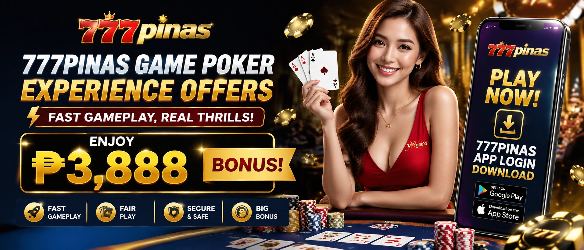777PINAS Poker banner for card games